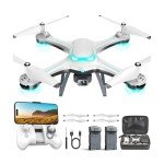 Drone with 1080P Camera for Beginners, Remote Control Quadcopter with Gestures Selfie, Altitude Hold, One Key Start, 3D Flips, 2 Batteries, Toy for Beginners, White