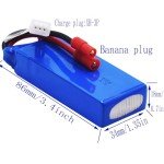 Blomiky 2 Pack 7.4V 2000mAh Lipo Battery Banana Connecdtor Plug and Charger Cable Replacement for DRC-446 and S yma X8C X8W Quadcopter / X8C Battery 2