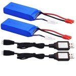 Blomiky 2 Pack 7.4V 2000mAh Lipo Battery Banana Connecdtor Plug and Charger Cable Replacement for DRC-446 and S yma X8C X8W Quadcopter / X8C Battery 2