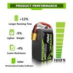 OVONIC 6S Lipo Battery 100C 1550mAh 22.2V Lipo Battery with XT60 Connector for RC FPV Racing Drone Quadcopter
