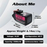 CNHL 1500mAh 130C 4S Lipo Battery 14.8V with XT60 Plug for FPV Drone Racing RC Quadcopter Helicopter Airplane Boat Car(2 Packs)