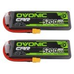 OVONIC Lipo Battery 2S 5200mAh 7.4V 80C Battery with XT60 Plug Soft Case for 1/8 1/10 RC Vehicles Car Slash RC Buggy Truggy Airplane UAV Drone(2 Packs)