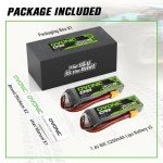 OVONIC Lipo Battery 2S 5200mAh 7.4V 80C Battery with XT60 Plug Soft Case for 1/8 1/10 RC Vehicles Car Slash RC Buggy Truggy Airplane UAV Drone(2 Packs)
