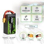OVONIC 5s Lipo Battery 100C 1550mAh 18.5V Lipo Battery with XT60 Connector for RC FPV Racing Drone Quadcopter