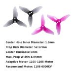 16pcs Gemfan Hurricane 2023 2 Inch 3-Blade Propeller 3 Holes Props 1105-1108 Motor for Toothpick RC Drone FPV Racing(8CW 8CCW)