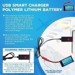 AMZZN 2PCS 3.7V 1200mAh 30C Lipo Battery with USB Charging Cable JST Plug for MJX T04 T05 T25 X900 X9TW V2400HD V2450FPV V2450GPS RC Drone (2 Battery + 2 USB)