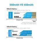 BETAFPV 4pcs BT2.0 550mAh 1S Battery 3.8V 40C/80C Lipo Battery with BT2.0 Connector Compatible for 75-85mm 1S FPV Racing Whoop Drone Quadcopters Like Meteor75 Pro FPV Drone