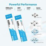 BETAFPV 4pcs BT2.0 550mAh 1S Battery 3.8V 40C/80C Lipo Battery with BT2.0 Connector Compatible for 75-85mm 1S FPV Racing Whoop Drone Quadcopters Like Meteor75 Pro FPV Drone
