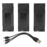 3Pcs 3.7V 2600mAh Drone Lipo Replacement Battery Compatible with E88 Brushless S13 S1 APP8GPS RC UAV Drone, RC Quadcopter Drone Lithium Battery with 1 Tow 3 Charging Cable