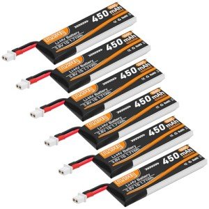 Crazepony 6pcs 1S Battery BT2.0 3.8V 150C 450mAh 1S Lipo Battery with BT2.0 Connector for 1S FPV Tiny Whoop 1S Brushless Whoop Drone