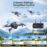 1080P HD Camera Drone with Remote Control, Foldable Drone for Adults and Beginners, Headless Mode, Altitude Hold, One Key Start/Landing, 360° Flips, Speed Adjustment, Real-Time Transmission