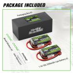 OVONIC 2S Lipo Battery 35C (Burst 70C) 2200mAh 7.4V Lipo Battery with Dean-Style T Connector for RC Airplane Helicopter Quadcopter FPV Racing Drone(2 Packs)