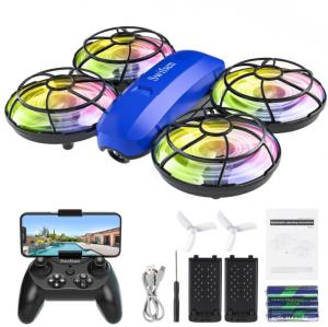 Swifsen Drones for Kids with Camera,Rc Drone Indoor Small Helicopter,Birthday Gifts for Boys and Girls Beginners Friendly,Mini Quadcopter Toy With 2 Batteries,Propeller Full Protect,Altitude Hold