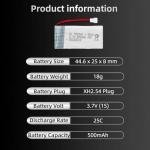 2 Pcs 3.7V 500mAh 25C 752040 Rechargeable Lipo Battery with USB Charger for Syma X5C cheerson CX30 skytech M68 BBS 868 Quadcopter RC Drone Spare Parts