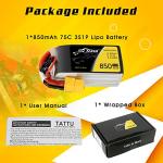TATTU 850mAh 11.1V 75C 3S LiPo Battery Pack with XT60 Plug for Multirotor FPV 150 180 Size Quadcopter
