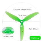 16pcs Fpv Drone Props Propeller: HQProp Ethix S3 Watermelon 5x3.1x3 Tri-Blade 5 Inch Props for 4S 6S FPV Freestyle Racing,8xCW 8xCCW