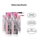 GNB 4pcs 520mAh 1S LiPo Battery 80C HV 3.8v LiHV Battery JST-PH2.0 Connector Upgraded for Inductrix FPV Racing Drone Like EMAX Tinyhawk 2 etc