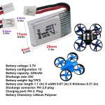 Fytoo Accessories 6PCS 3.7V 220mah Lithium Battery & 6 in 1 Balance Charger for E010 E010C E011 E011C E013 GoolRC T36 NINHUI NH010 F36 H36 HS210 SANROCK GD65A ATOYX AT-66 Four-axis RC Drone Battery