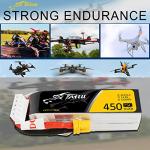 Gens ace Tattu 4S Lipo Battery 14.8V 450mah 75C Lipo Battery XT30 Plug for H Frame Mini RC Racing Drone FPV