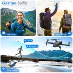 Drone with Camera, 1080P FPV Foldable Drone with Brushless Motor, One Key Take Off/Land, Altitude Hold, 360° Flip, Gravity Control, 2 Batteries, 3 Speeds Mini Drone for Kids Beginners