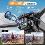 X-shop 4K GPS Drone with Camera for Adults, Brushless Motor, 4.5" HD Screen Remote with 2 Batteries 60 Min Flight, with SD Card, Foldable Quadcopter Under 249g, Auto Return, Follow Me, 3 Speed Mode