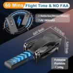 X-shop 4K GPS Drone with Camera for Adults, Brushless Motor, 4.5" HD Screen Remote with 2 Batteries 60 Min Flight, with SD Card, Foldable Quadcopter Under 249g, Auto Return, Follow Me, 3 Speed Mode