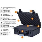 MEIJIA All Weather Waterproof Hard Camera Case with Customizable Fit Foam,Fit Use of Drones,Camera,Equipments,Pistols,Black,15.98x12.99x6.85inches