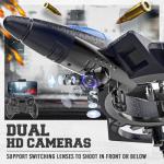 BEZGAR RC Plane for Kids | 2.4GHZ Brushless Drones with Camera, 6-axis Gyro Remote Control Airplane, 360° Flip Fighter Jet Toy, Toys for ages 8-13 with Colorful LED Navigation Lights Blue