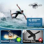 Drone with Camera, 2K HD FPV Drones with GPS Auto Return, Circle Fly, Waypoint Fly, 5G Transmission, Gestures Selfie, Brushless Motor, Lightweight Foldable Drone for Kids Adults Beginner, 2 Batteries