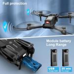 Drone with 1080P Camera - Foldable Remote Control Quadcopter with Voice Gesture Control, 3D Flip, One Key Start, Emergency Stop, 2 Batteries, Easier to use, Toy for Adults Beginners, Black