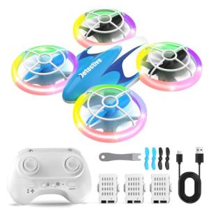 BlueFire Mini Drone for Kids Ages 6+, RC Drone with Fancy LED Light Show, 360° Flips, Altitude Hold, One-Key Take Off/Landing, 3 Speed Modes, Propeller Protection, Indoor Outdoor Toy Gift for Boys & Girls