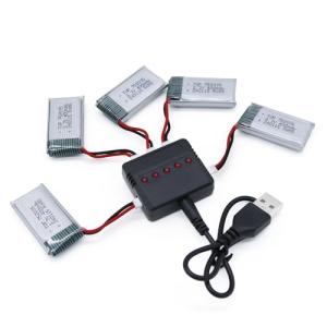 Tosiicop 3.7V 400Mah Lipo Battery - 5Pcs Drone Batteries with 5in1 USB Charger for Syma Q11 H99W H31 H6C H98 TR-C385 TR-P51 TR-F22 Quadcopter Parts Aircraft Drones Lithium Battery Rechargeable AT-96