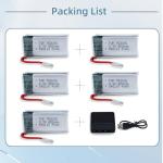 Tosiicop 3.7V 400Mah Lipo Battery - 5Pcs Drone Batteries with 5in1 USB Charger for Syma Q11 H99W H31 H6C H98 TR-C385 TR-P51 TR-F22 Quadcopter Parts Aircraft Drones Lithium Battery Rechargeable AT-96