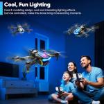 Flymevac Drone with Camera, Dual 720HD, Drone for Kids with Cool Lights, Cestures Control, Vertical Shooting, Waypoint Flight, Gravity Control, 3D Flip, 3-Speeds, Drones for Adults, Beginners, Kids