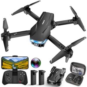 Drones with Camera for Adults 1080P HD Foldable Drone with Carrying Case Drone with One Key Take Off/Land, 3 Speed Mode, 360° Flip Black