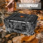 Jack Boss Hard Case, 14x 11.5x 6.5 Inch Portable Weather Waterproof Protective Camera Case with Customizable Foam, Fit Use of Drones, Camera, Equipments，Black
