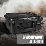 Jack Boss Hard Case, 14x 11.5x 6.5 Inch Portable Weather Waterproof Protective Camera Case with Customizable Foam, Fit Use of Drones, Camera, Equipments，Black