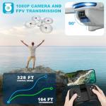 Drone with 1080P Camera for Beginners and Adults, Foldable Remote Control Quadcopter with Voice Control, Gestures Selfie, Altitude Hold, One Key Start, 3D Flips, 2 Batteries, Not water-proof, Toy for Beginners