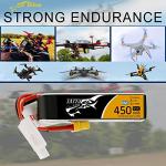 TATTU 450mAh 7.6V High Voltage 95C 2SLipo Battery Pack with XT30 Plug - Long Pack for Small Drones
