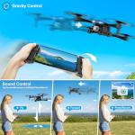 Drone with 1080P Camera - Foldable Remote Control Quadcopter with Voice Gesture Control, 3D Flip, One Key Start, Emergency Stop, 2 Batteries, Easier to use, Toy for Adults Beginners, Black