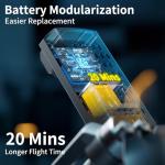 F198 Drone with Dual Camera, 720P HD 90° Adjustable Lens, Quadcopter Dual Camera, WiFi APP, 3D Flip, Auto Hold, Optical Flow Positioning, Foldable Drone for Adult Beginners