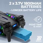 BEZGAR Drone with Camera for KIds - 1080P HD FPV RC Quadcopter with 90° Adjustable Lens, Coloeful LED Lights, Gestures Selfie, One Key Start, 360° Flips, Toys Gifts Mini Drones for Boys Girls, Black