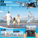 Drones with Camera for Adults 4K, FPV Drone, 248g, RC Plane GPS Drone with Auto Return, GPS Follow, Waypoint Fly, 5G Transmission, Gesture Control, Brushless Motor, 2 Batteries, 46Mins Flight