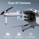 GPS Drone with Dual 4K UHD Cameras for Beginners, Adults & Kids, Brushless Motor, WiFi FPV, Under 249g, SD Card Slot (Card Not Included), 50-Min Flight, 2,625ft Range, Auto Return, 5G Transmission, Altitude Hold, Foldable — RC Quadcopter Gift