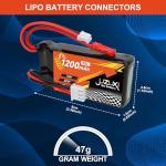 JUZUXI 7.4V Lipo Battery 1200mAh 2S 40C Rechargeable Lithium Polymer Battery with XH & JST& PH2.0 Connector Compatible with FPV Racing Drone RC Car RC Boat Quadcopter Helicopter Airplane RC Models