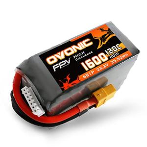 OVONIC 6s Lipo Battery 120C 1600mAh 22.2V Lipo Battery with XT60 Connector for RC FPV Racing Drone Quadcopter