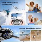 Drone with Camera 1080P HD FPV Foldable Drone for Adults and Beginners, RC Quadcopter with Gravity Control, One Key Take Off/Land, Optical Flow Positioning, 360° Flip, 3 Speed Mode, Waypoint Fly Grey