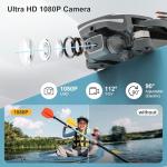 Drone with Camera 1080P, RC Quadcopter Foldable Mini Drone for Beginners, One Key Start/Altitude Hold/Gesture Selfie, Cool Toys Gifts for Boys and Men (Grey)