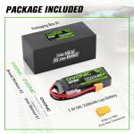 OVONIC 2s Lipo Battery 50C 2200mAh 7.4V Lipo Battery with XT60+TRX Connector for RC Car Truck Boat Airplane Helicopter Quadcopter FPV Racing Drone