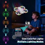 Mini Drone for Kids and Beginners With Cool LED Light - Drone with Camera 1080HD, 3D Flip, Altitude-Hold, Headless Mode, 3 Speed Modes, Easy to fly Kids Gifts Toys With 2 Batteries for Boys and Girls(White)